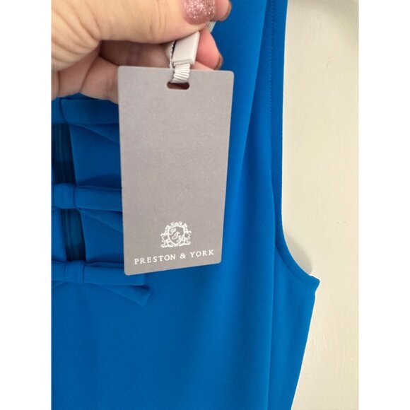 New Preston & York Blue Tamara Ponte Sleeveless Small Shift Dress office siren - Picture 6 of 9
